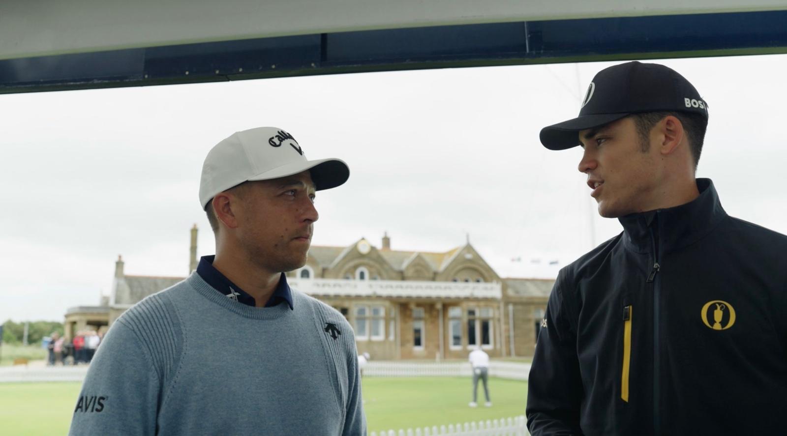 Coach Louis interviewing Xander Schauffele at The Open Championship